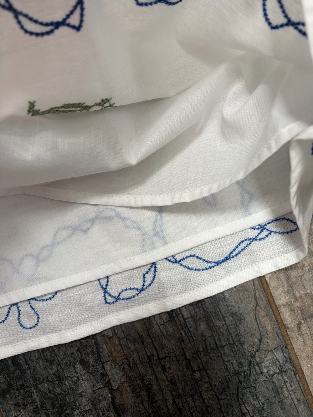 Embroidered Floral White Peasant Tunic Dress - White, Blue, Pink & Green - Picture 6 of 8
